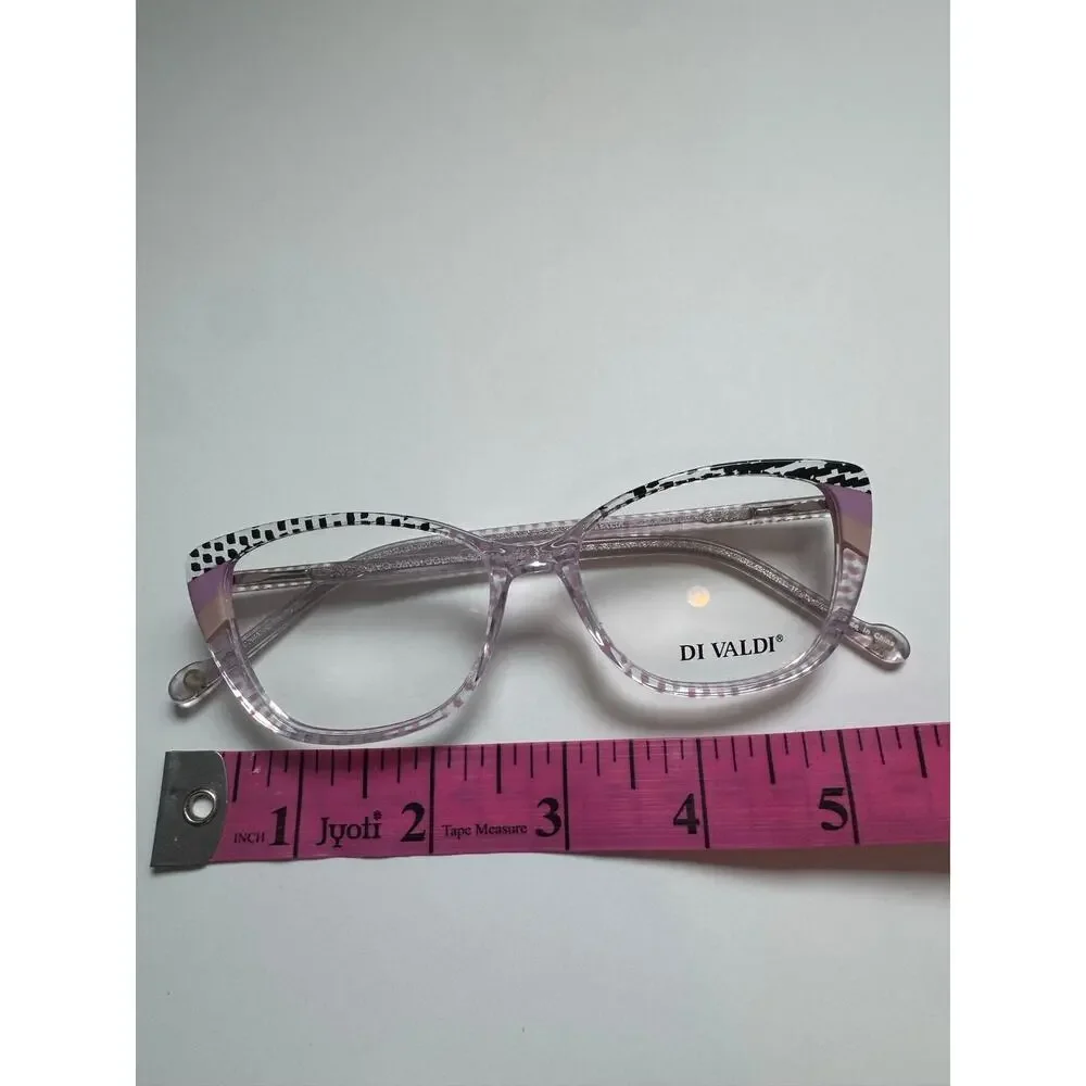 NEW Di Valdi DVO8206 - Clear polka bot cat eye Eyeglasses frame